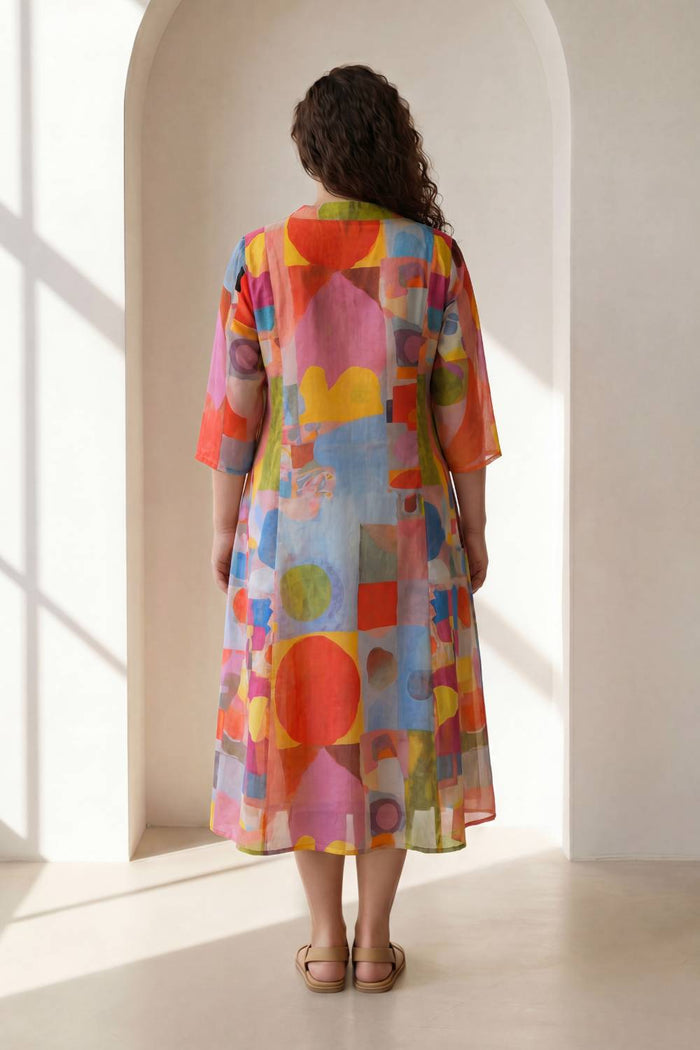 Abstract Elegance Plus Size Midi Dress
