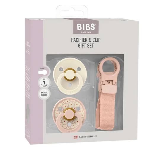 accessories color pacifier and loop clip latex gift set - blush