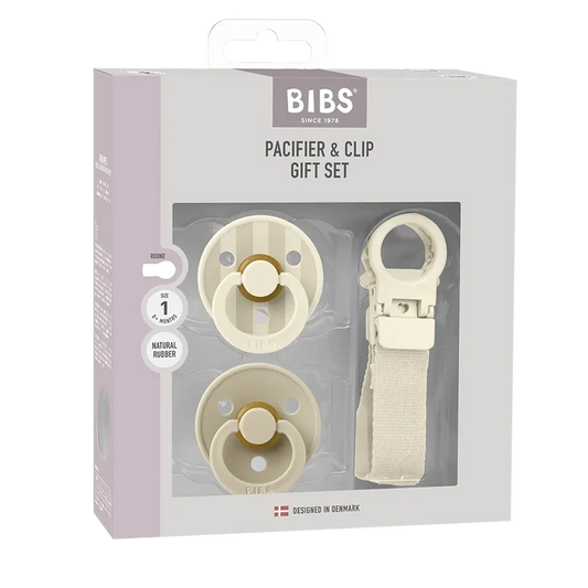 accessories color pacifier and loop clip latex gift set - ivory