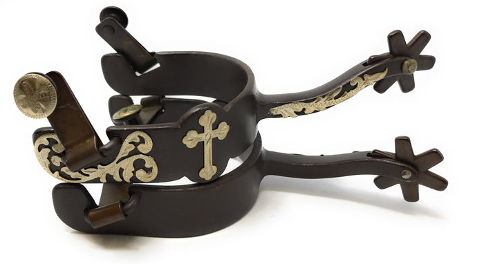 AJ Tack Antique Brown Cross Offset Spurs - Ladies