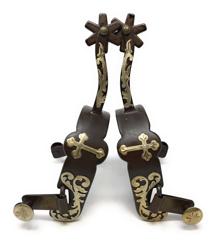 AJ Tack Antique Brown Cross Offset Spurs - Ladies