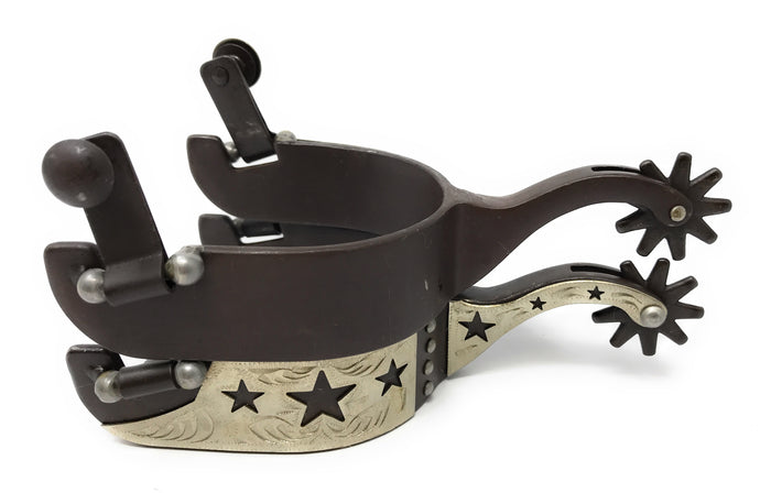 AJ Tack Mens Cutout Stars Antique Brown Spurs