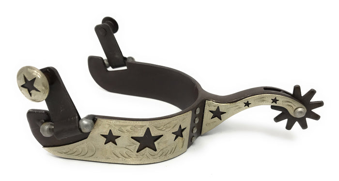 AJ Tack Mens Cutout Stars Antique Brown Spurs