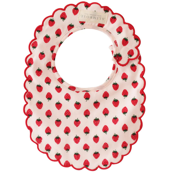 Alimrose Scallop Bib - Strawberries