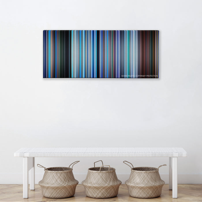 Avatar: The Way of Water movie barcode canvas print, the whole film as stripes of color