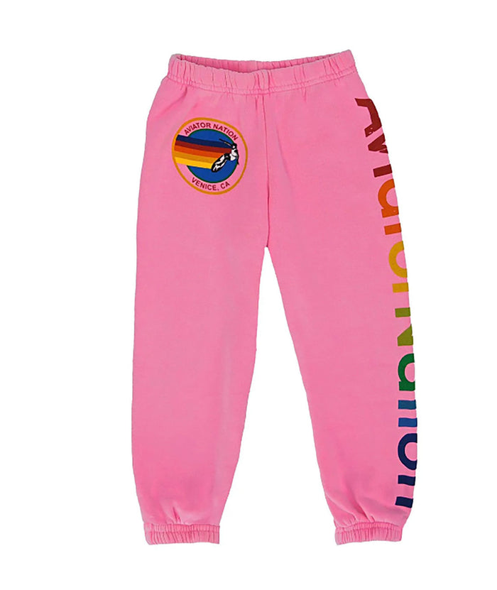 Aviator Nation Kids Venice Sweatpants Girls Casual Bottoms Aviator Nation Neon Pink Y/4