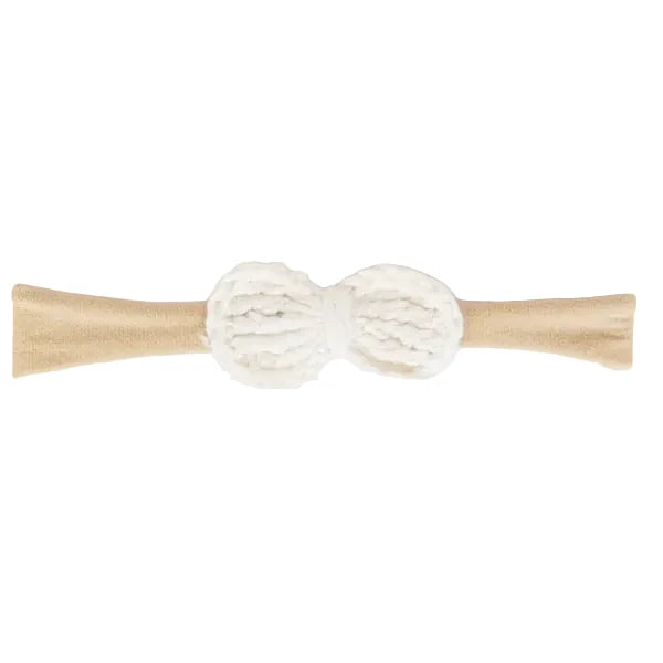 baby band crochet knit bow - cream