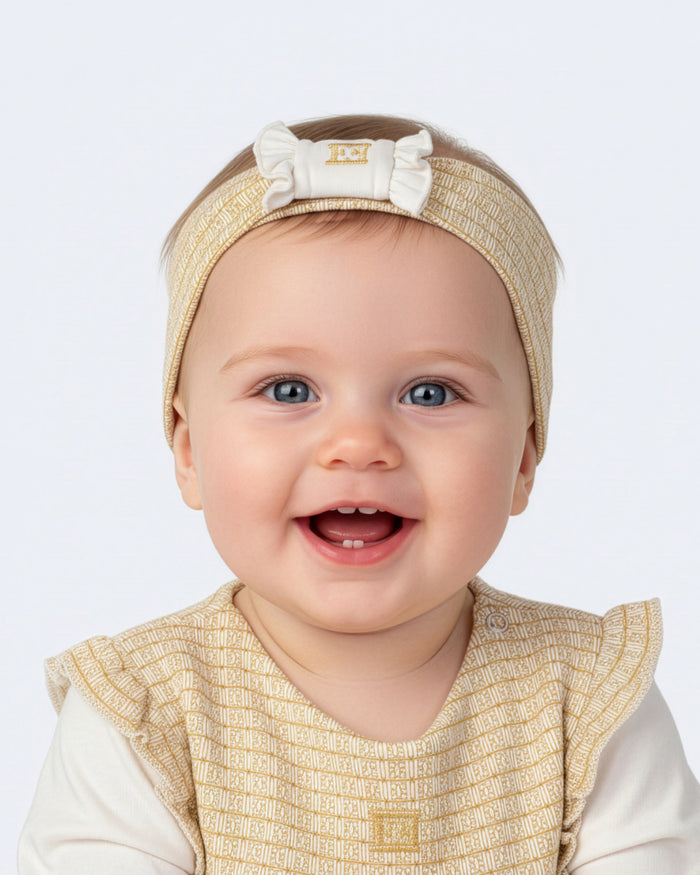 baby band logo printed with bow - snow white-012