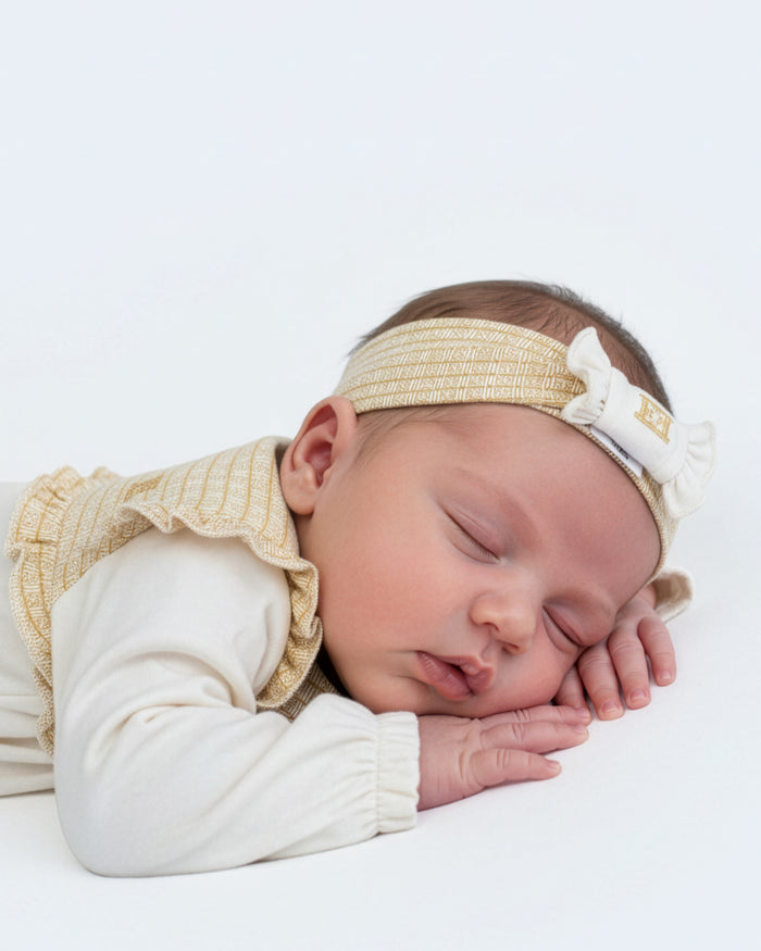 baby band logo printed with bow - snow white-012