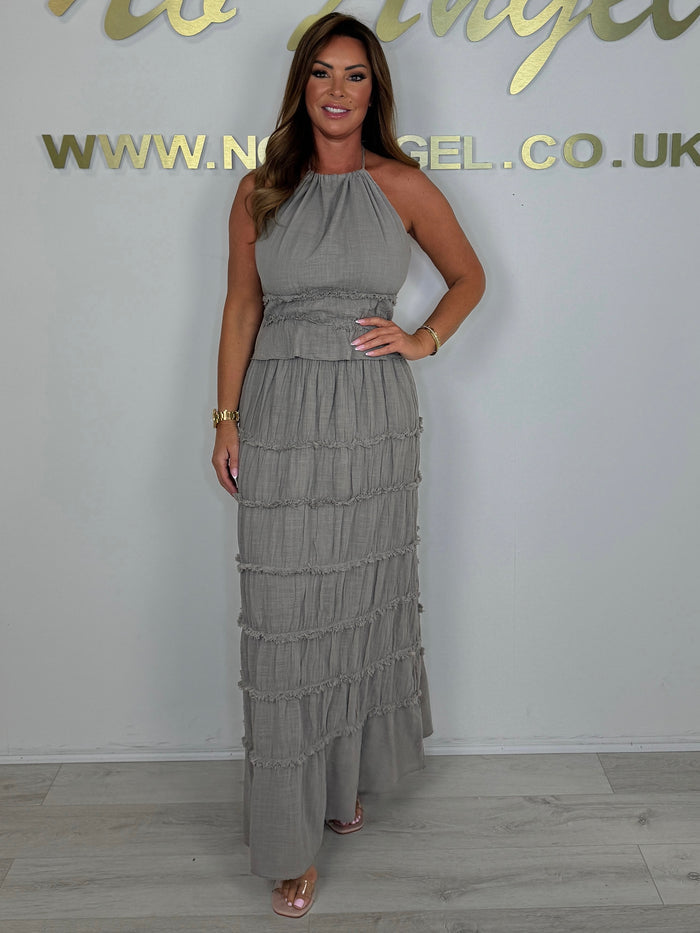 Backless Halter Neck Top & Maxi Skirt Co-Ord (6 Colours)