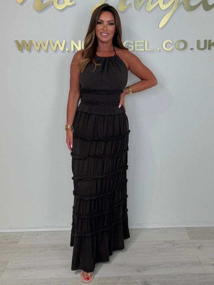 Backless Halter Neck Top & Maxi Skirt Co-Ord (6 Colours)