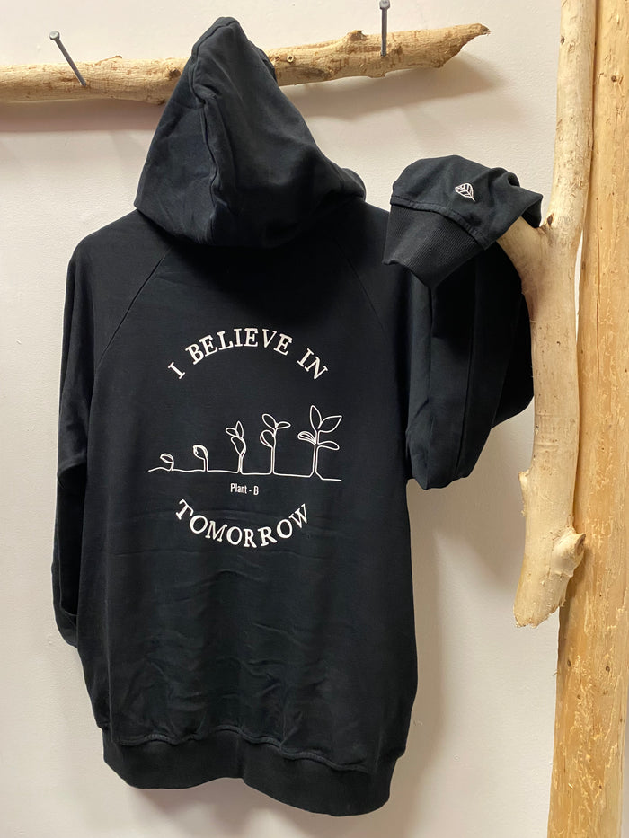 Bamboo Zipper Hoodie - Black with Sprouts Print