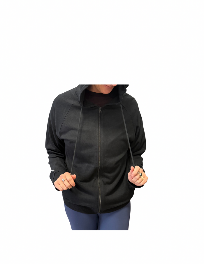 Bamboo Zipper Hoodie - Black with Sprouts Print