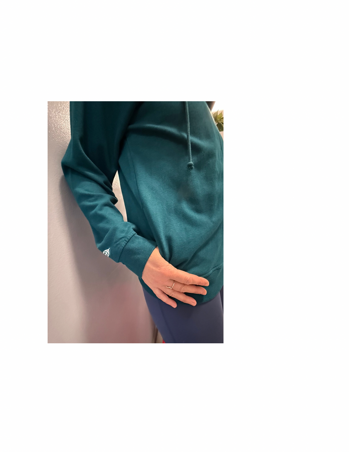 Bamboo Zipper Hoodie - Peacock Green with Origins Print