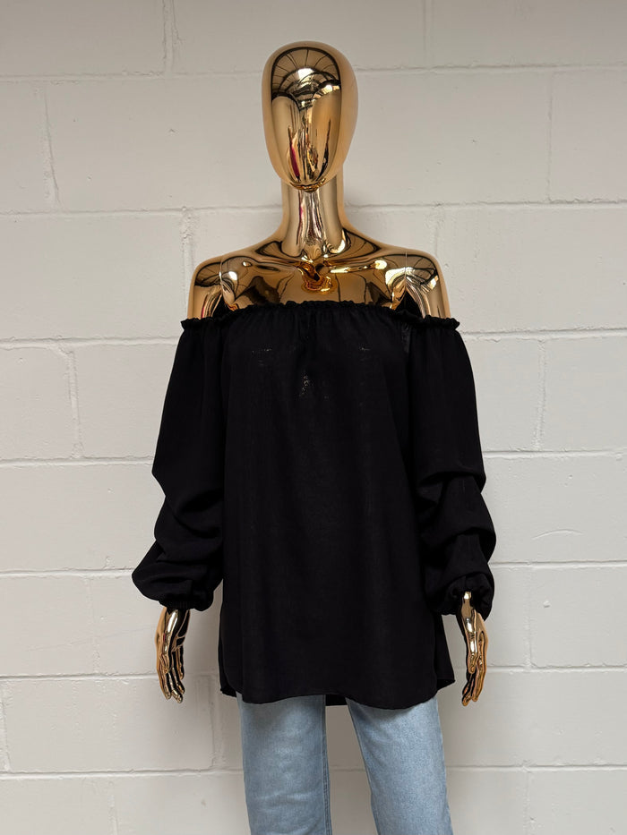 Bardot Ruched Sleeve Top (4 Colours)