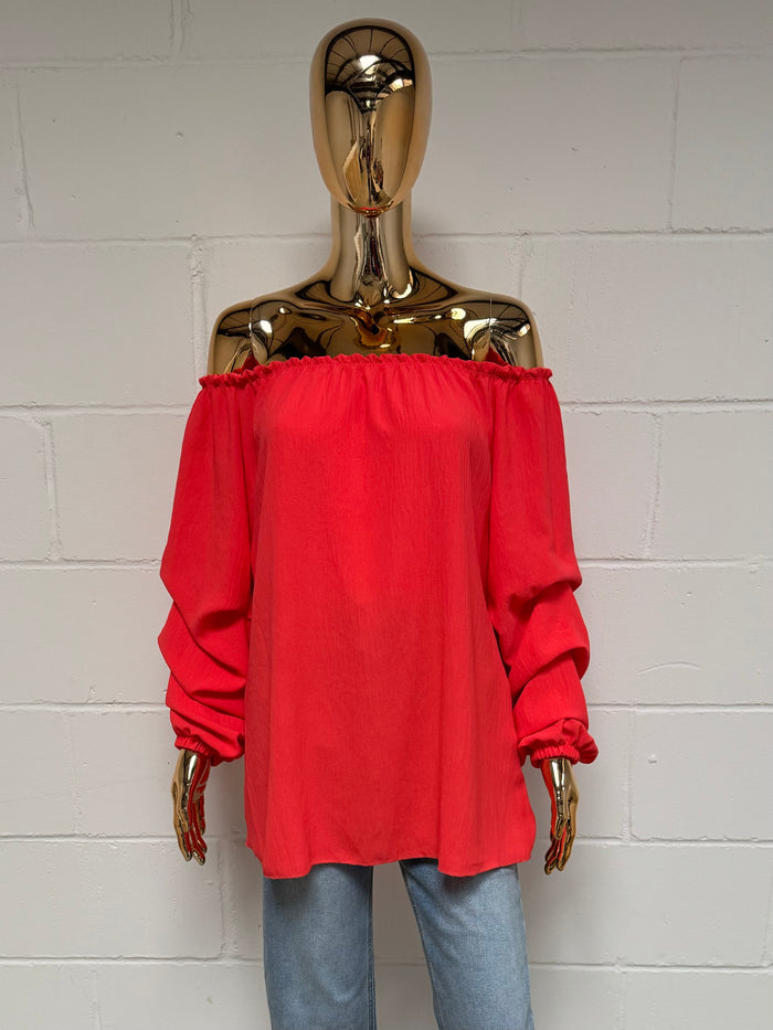 Bardot Ruched Sleeve Top (4 Colours)