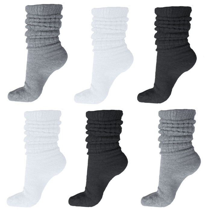 6 Pair Bulk Pack / Black White Grey Assortment