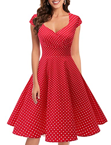 bbonlinedress Women's 50s 60s A Line Rockabilly Dress Cap Sleeve Vintage Swing Party Dress Blush - Style Heist