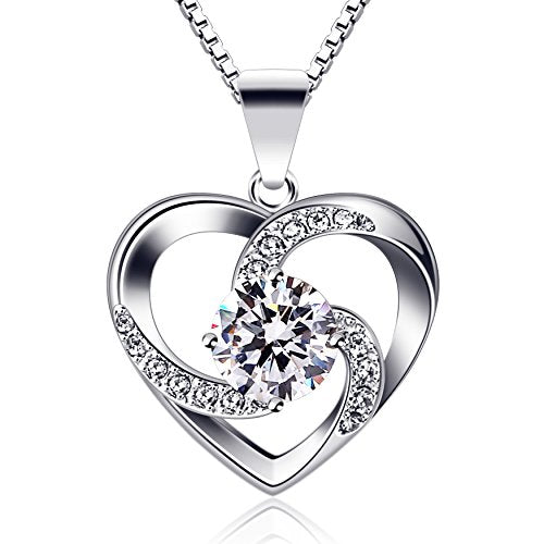 B.Catcher Women Necklace 925 Sterling Silver Crazy Love Pendant Necklaces with 18inch Box Chain