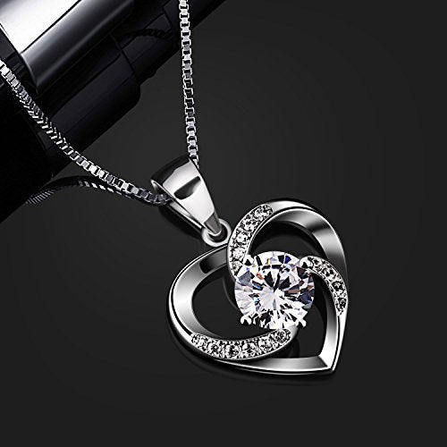 B.Catcher Women Necklace 925 Sterling Silver Crazy Love Pendant Necklaces with 18inch Box Chain