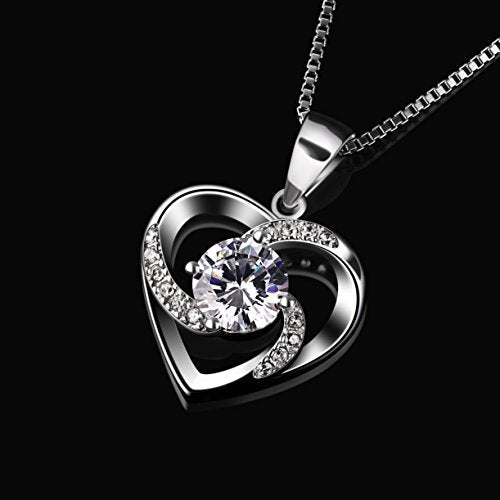 B.Catcher Women Necklace 925 Sterling Silver Crazy Love Pendant Necklaces with 18inch Box Chain