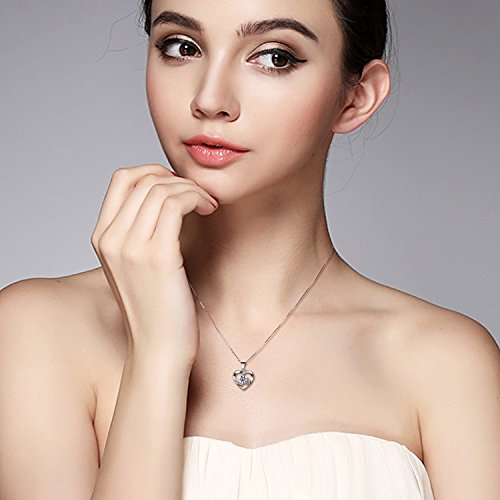 B.Catcher Women Necklace 925 Sterling Silver Crazy Love Pendant Necklaces with 18inch Box Chain