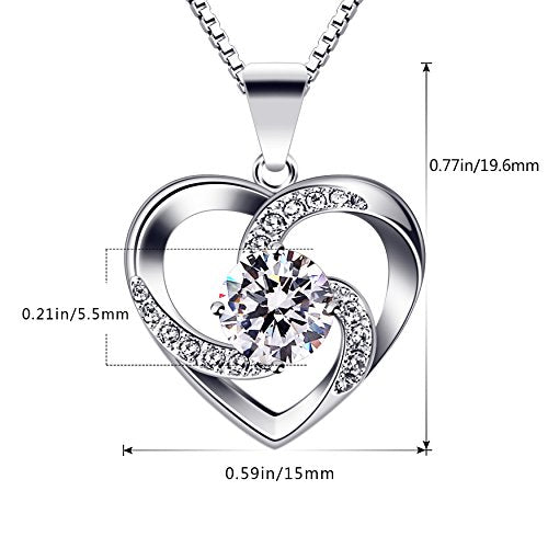 B.Catcher Women Necklace 925 Sterling Silver Crazy Love Pendant Necklaces with 18inch Box Chain