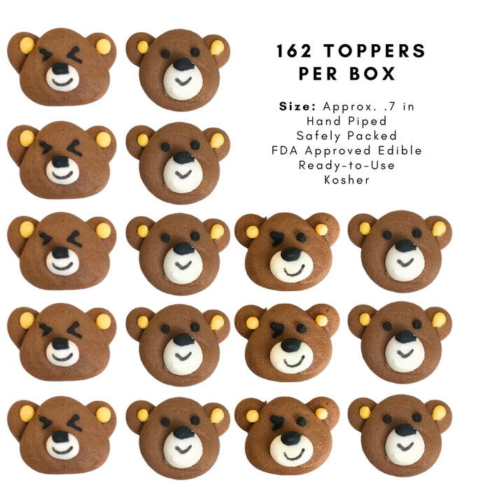 Teddy Bear Royal Icing Sugar Decoration, great for decorating your own chocolates, cupcakes, cakes, cookies, macarons, donuts and more.  Edible sugar toppers. Caljava.