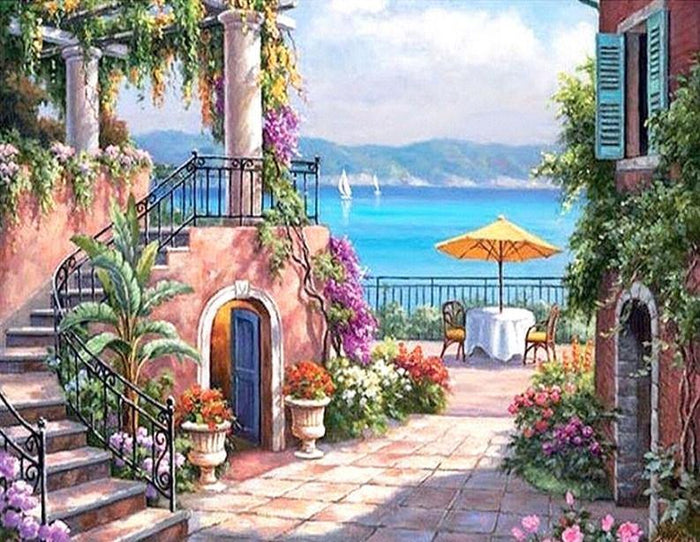 Floral Sea View Paint by Numbers