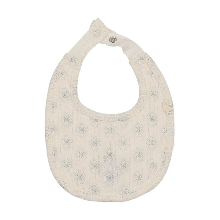 bib geo floral print - cream/blue