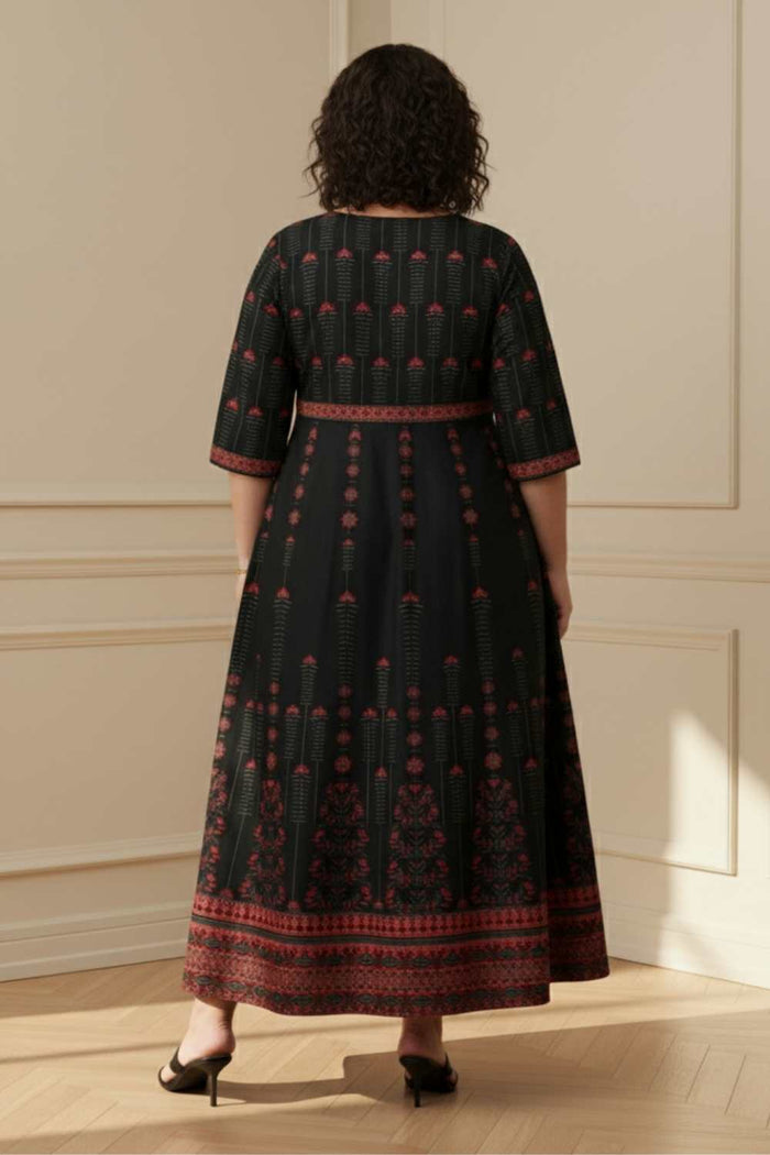 Black Advika Printed Dress