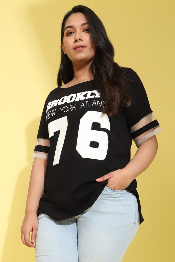 Black Brooklyn Net Panel Top