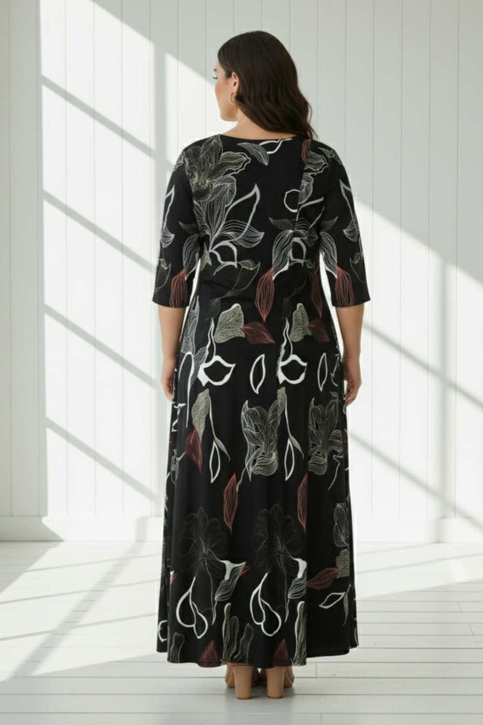 Black Floral Plus Size Dress