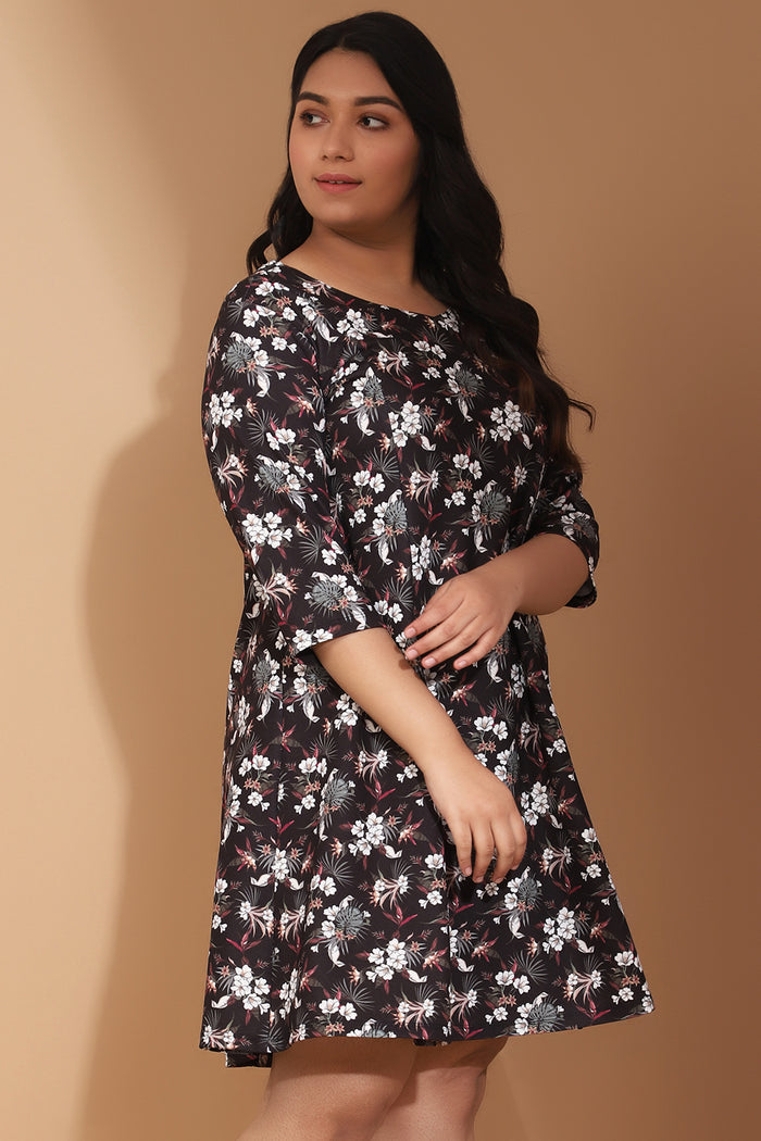 Black FLoral Printed Dress