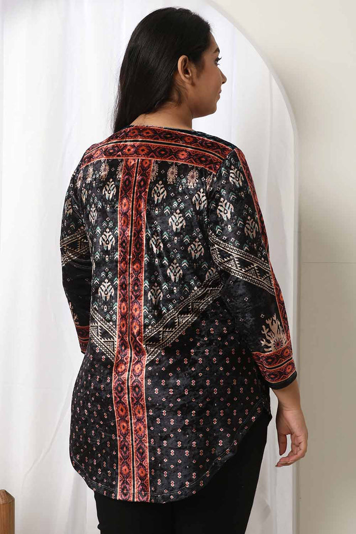 Black Luxe V Neck Velvet Top