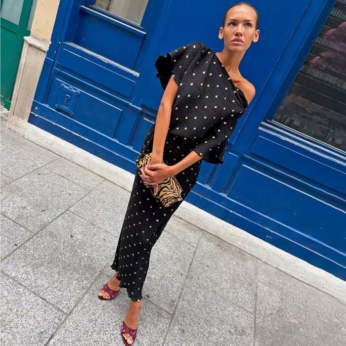 Black Tilly Dress with Gold Fleck
