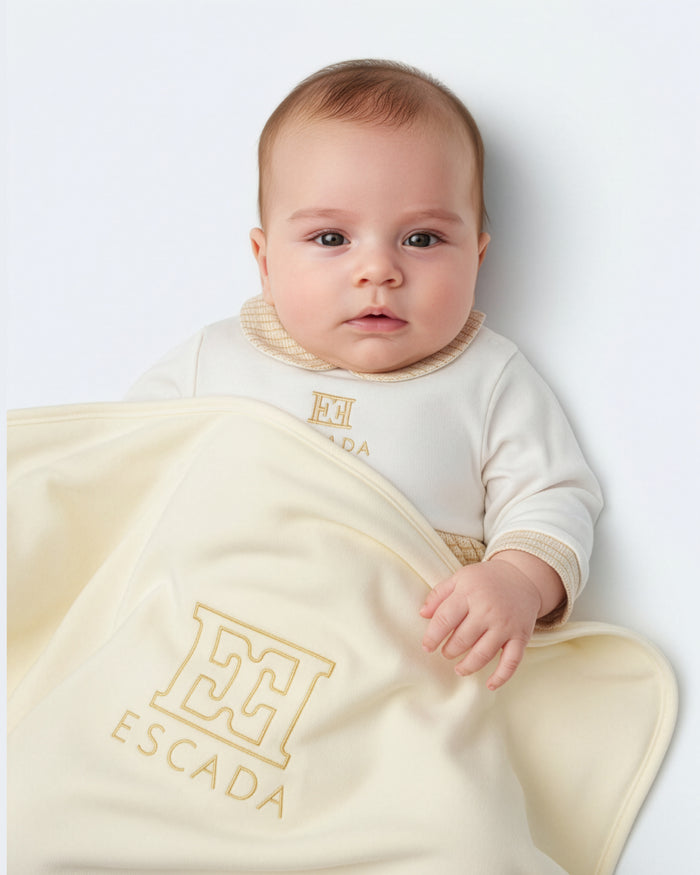 blanket velour gold detail - antique white-201