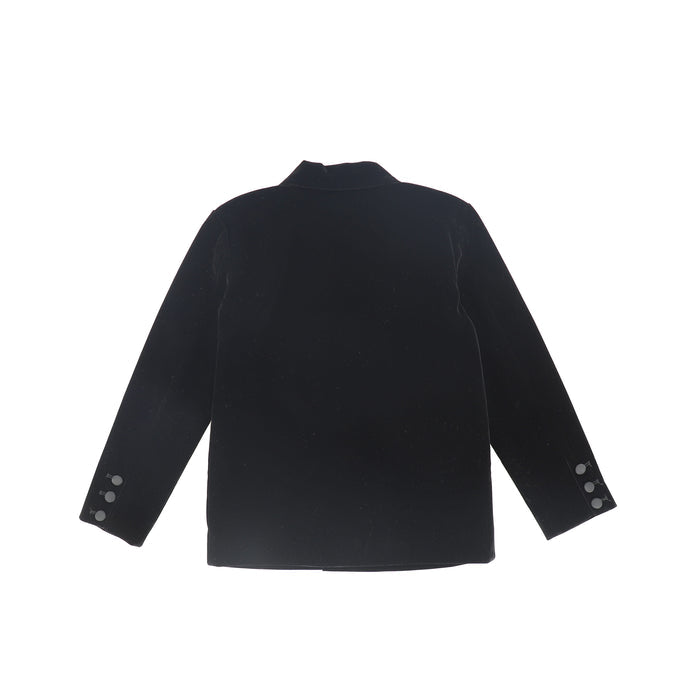 blazer velour double breasted taffeta detail - black