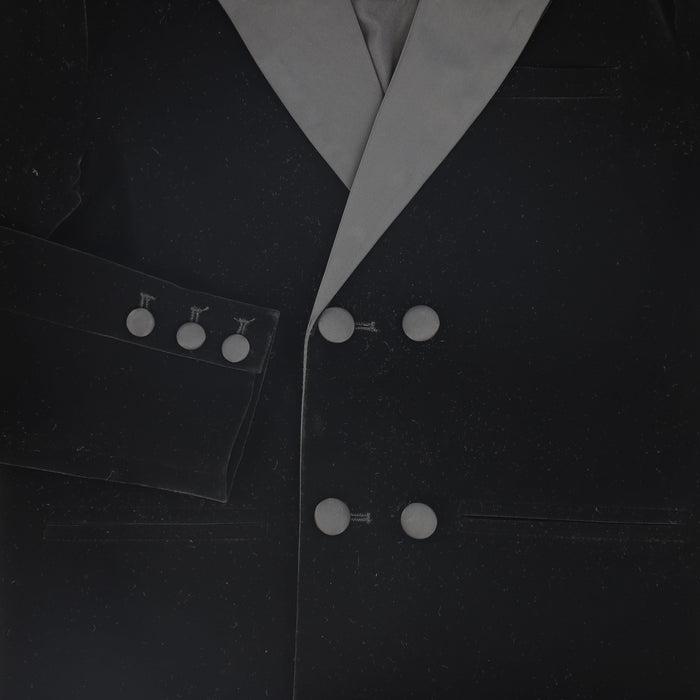 blazer velour double breasted taffeta detail - black