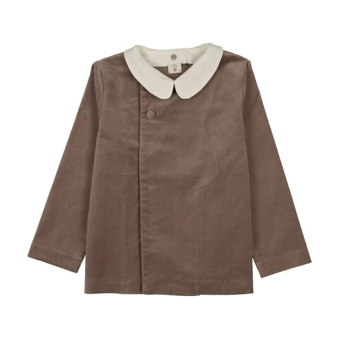blazer velvet with collar - misty oat