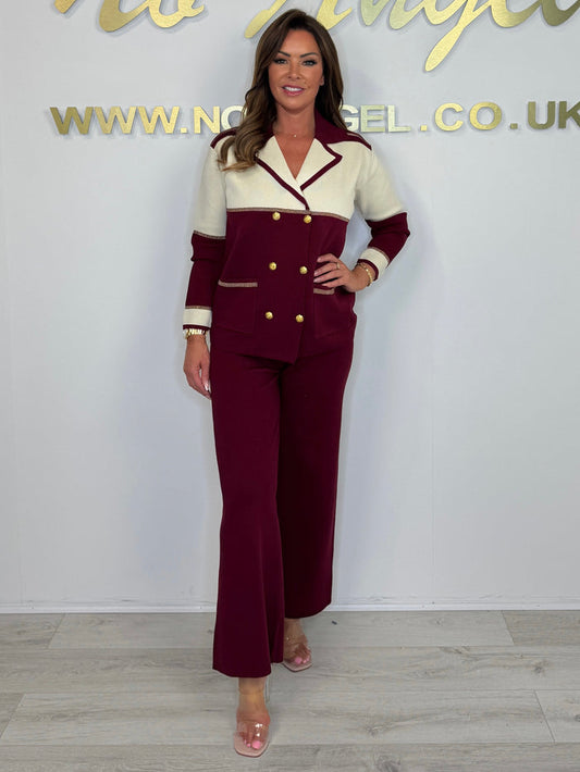Block Pattern Gold Stitch Button Up Co-Ord (2 Colours)