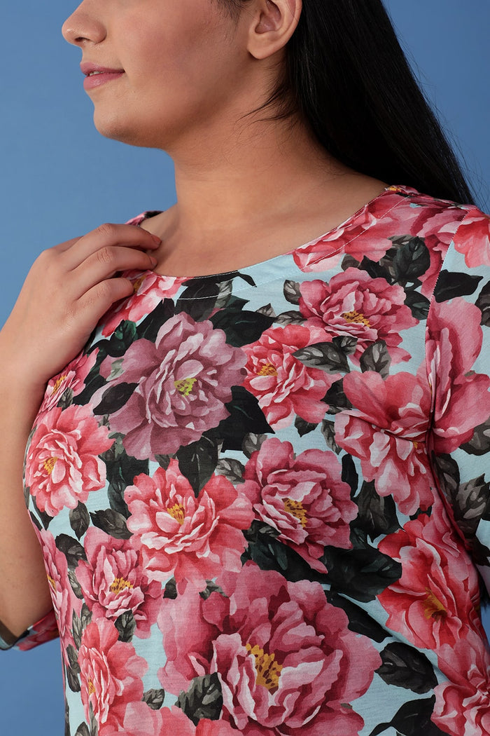Blue Floral Poetry Kurta