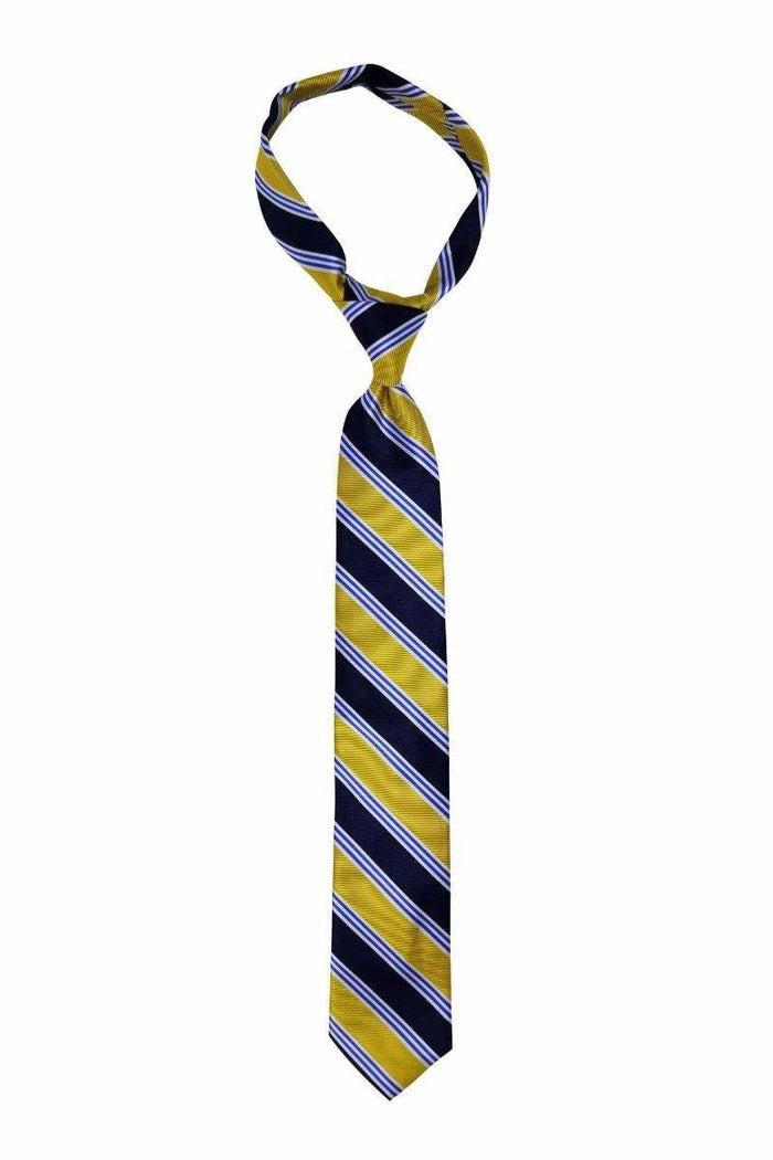 Blue Yellow Striped Pre-tied Tie, Tie, GoTie