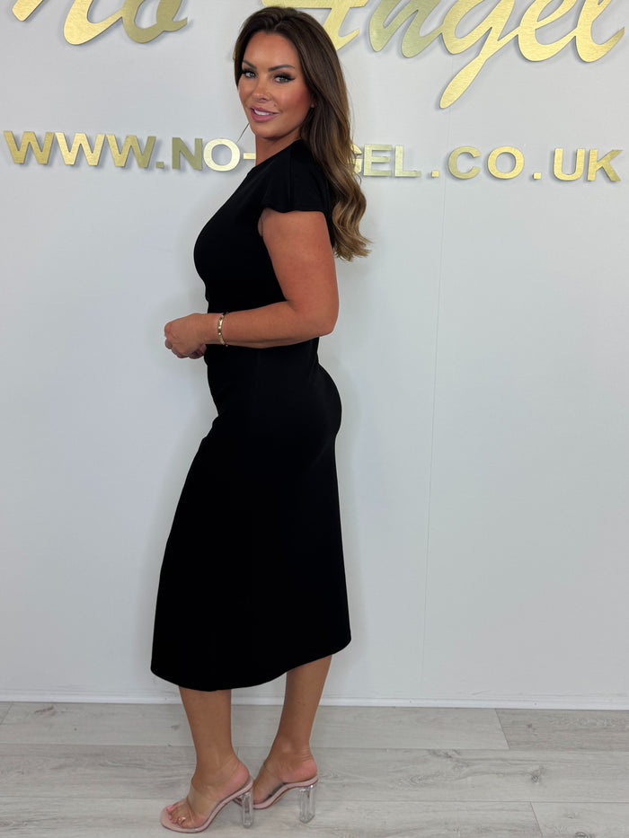 Bodycon Midi Dress With Ruched Side Detail (2 Colours)