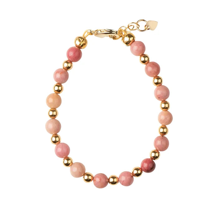 bracelet blush dye w gold beads - blush/gold