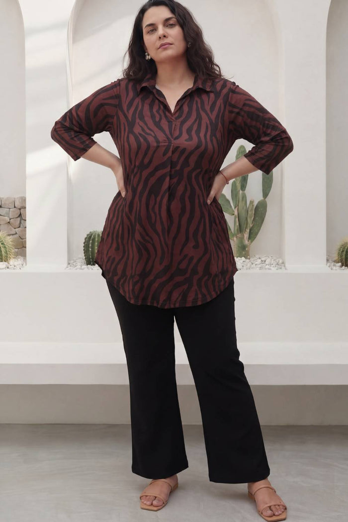 Bronze Tiger Centre Pleat Top