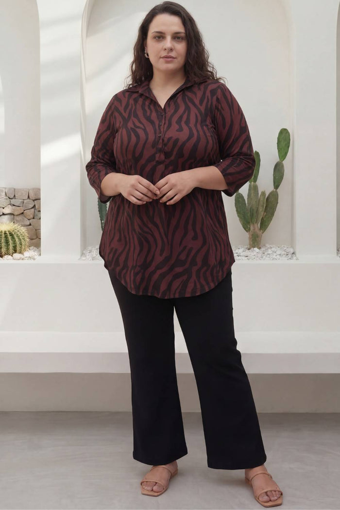 Bronze Tiger Centre Pleat Top