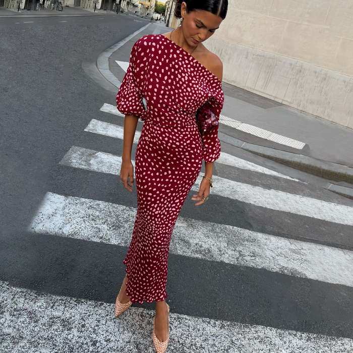 Burgundy Deer Tilly Dress