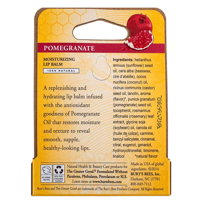 Burt’s Bees Pomegranate Oil Moisturizing Lip Balm - 0.15 oz - 72 Pack