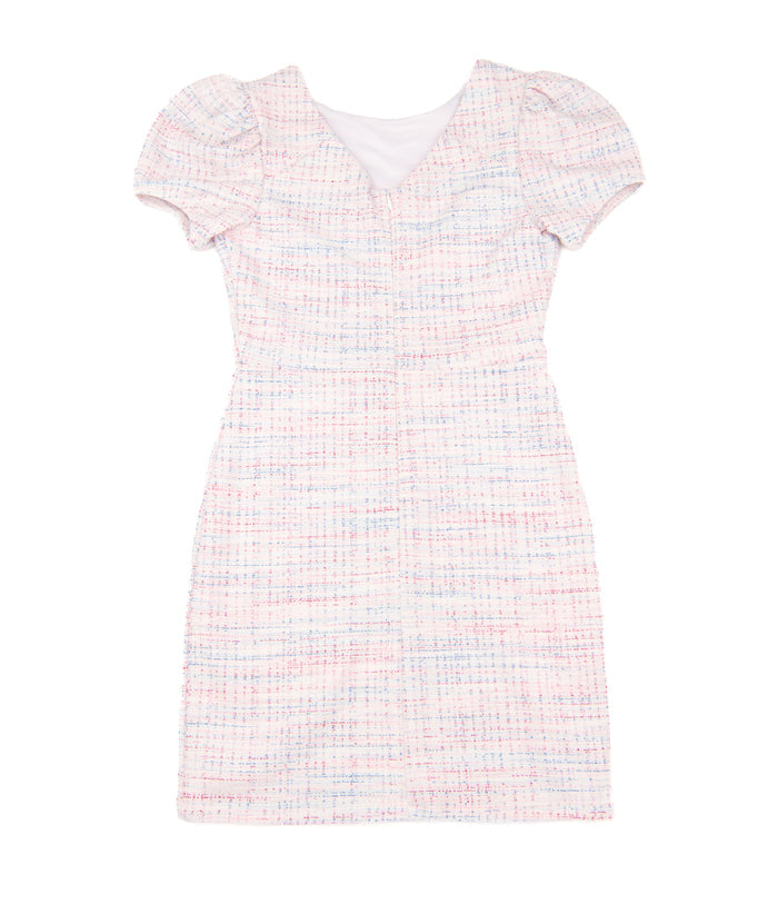 By Debra Girls Mia Primary Tweed Puff Sleeve Sheath Dress Girls Special Dresses By Debra